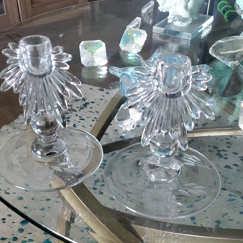 Hughes Cornflower Candle Holders  Pair  1950